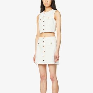 REFORMATION Cher Button-Embellished Stretch-Denim 2-Piece Set 12